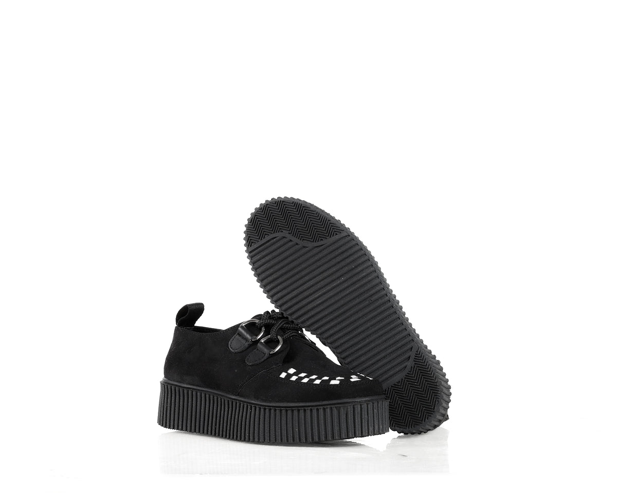Creeper negro Gamuza tejido blanco