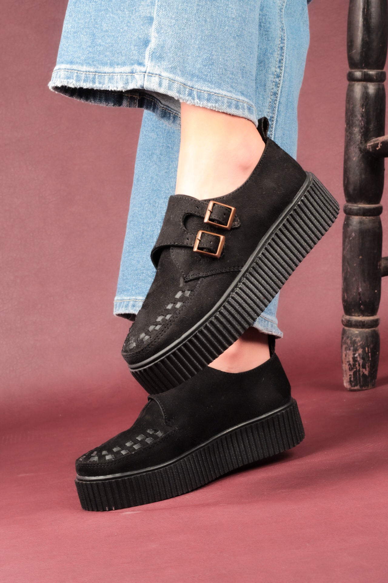 Creeper hebilla tejido suela Rayas