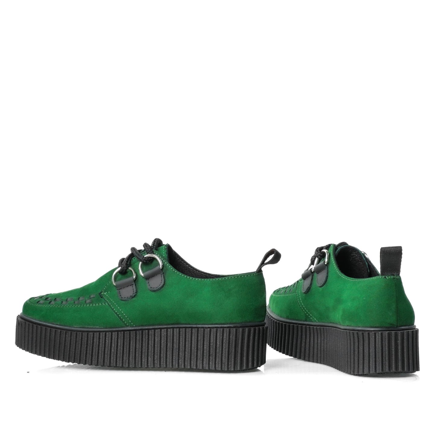 Creeper Tejido Suela Rayas Verde Gamuza