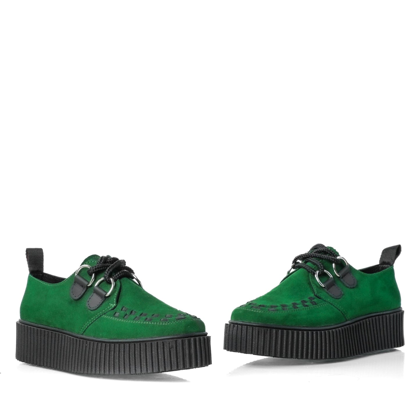 Creeper Tejido Suela Rayas Verde Gamuza