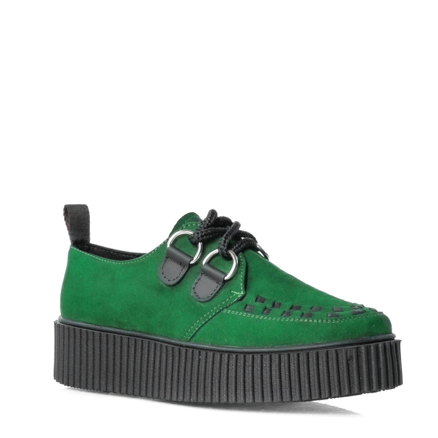 Creeper Tejido Suela Rayas Verde Gamuza