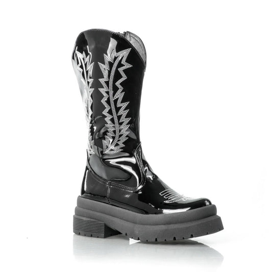 Durango costura blanca negro charol