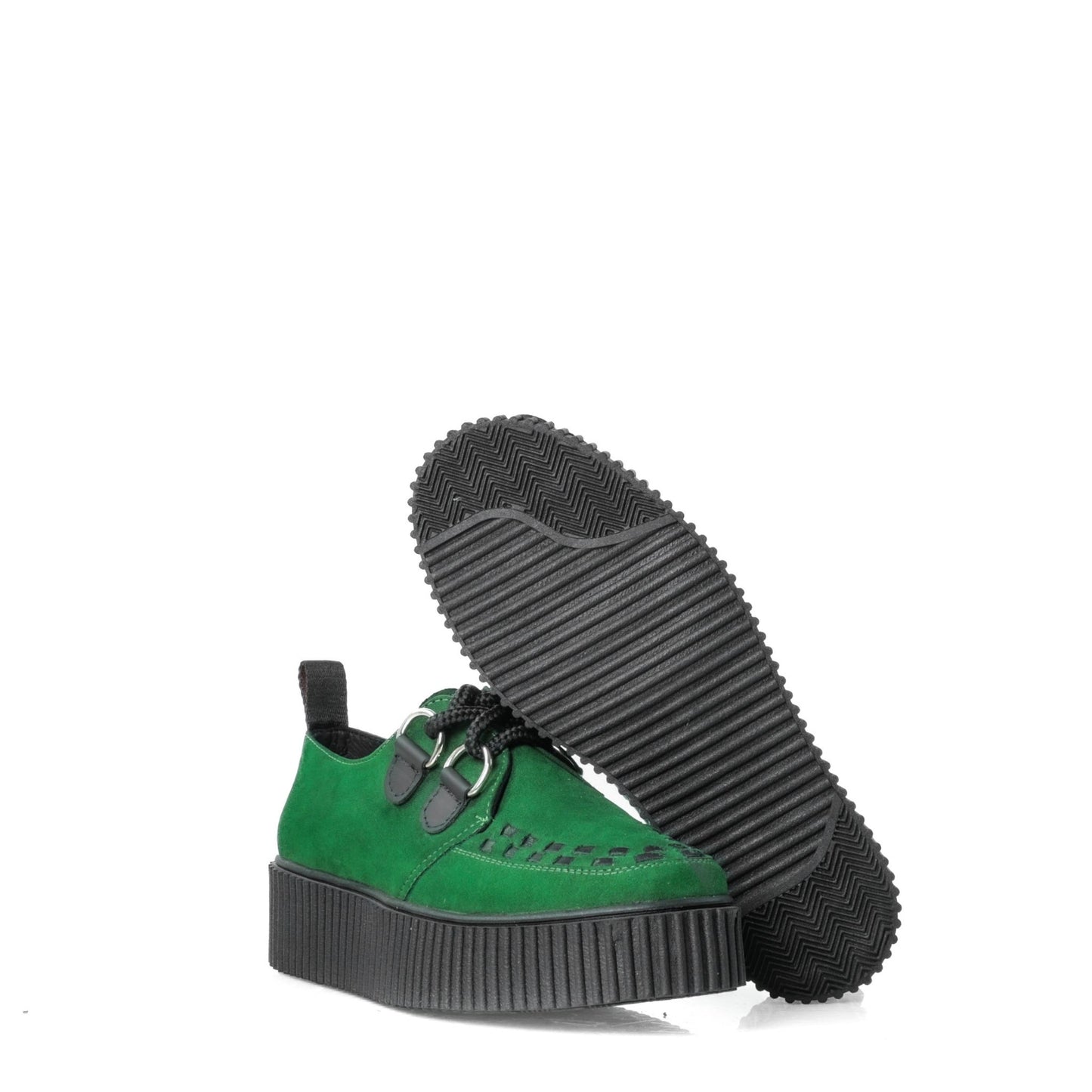 Creeper Tejido Suela Rayas Verde Gamuza