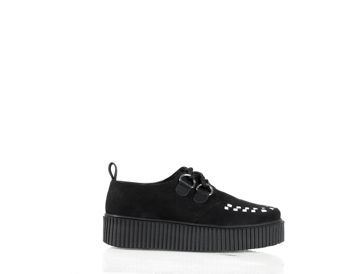 Creeper negro Gamuza tejido blanco