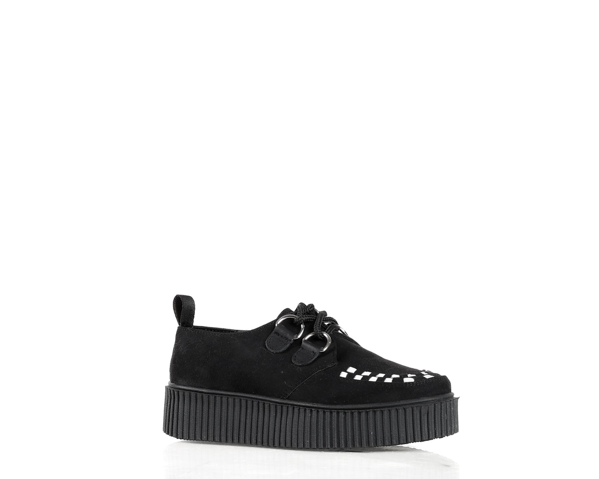 Creeper negro Gamuza tejido blanco