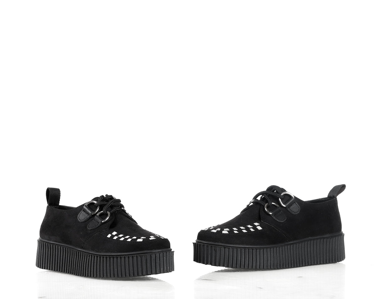Creeper negro Gamuza tejido blanco