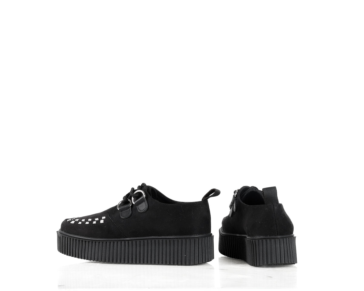 Creeper negro Gamuza tejido blanco