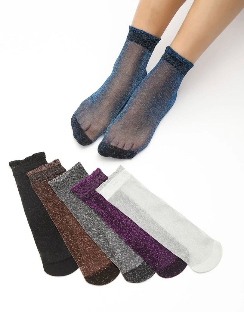 6 pares de calcetines brillosos transparentes